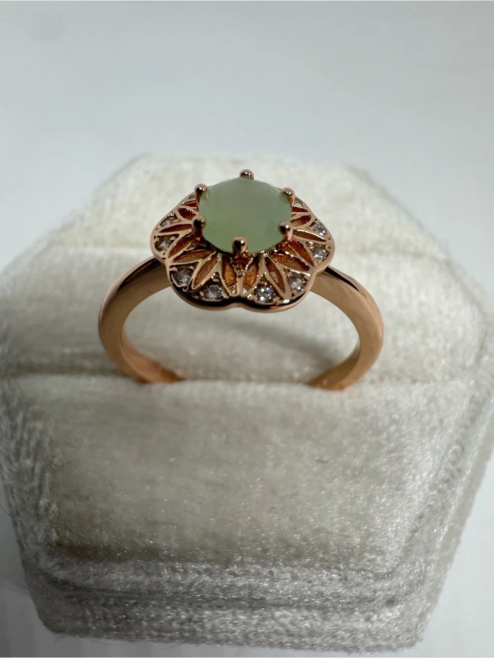 Vintage 14K 585 Rolled Gold Lab Created Mint Quartz Ring Size 8